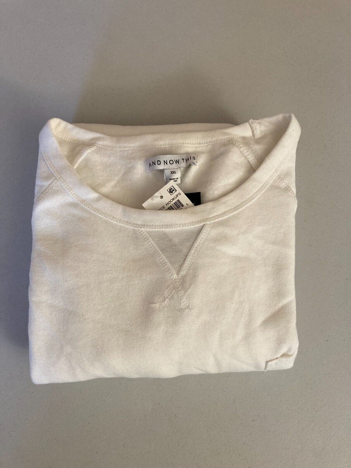 Translation missing: en.And Now This Men's Fleece Crewneck Pocket Sweatshirt in Off White-Size 2XL