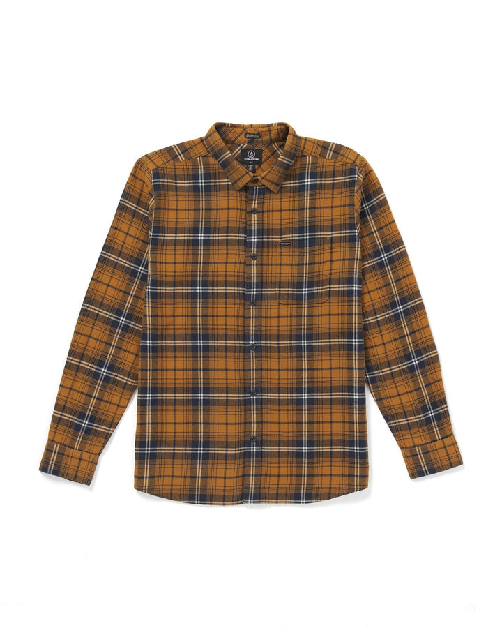 Translation missing: en.Volcom Men's Caden Plaid Classic Fit Flannel Shirt Chestnut Brown, Large