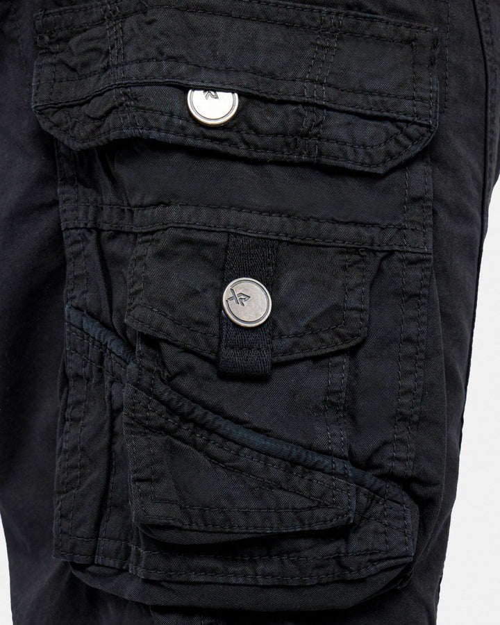 Translation missing: en.X RAY Men's Belted Cargo Shorts 12 Inseam With Snap Detail All Cotton Black-48W