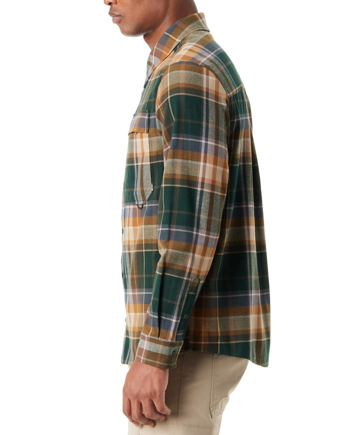 Translation missing: en.Bass Outdoor Men's Classic Fit Plaid Stretch Flannel Shirt - Green Multi-2XL