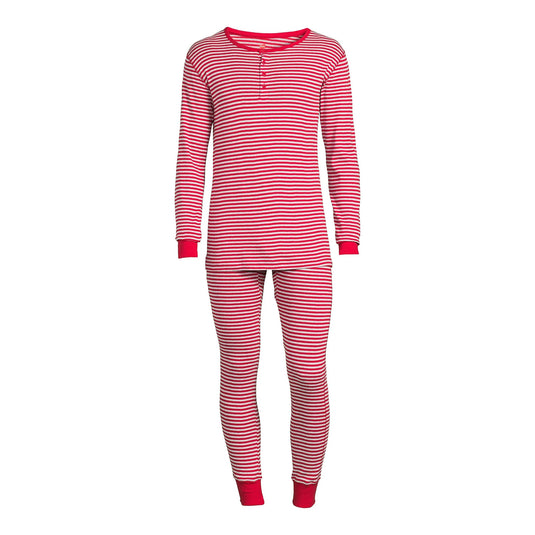 Translation missing: en.Hanes Men's Long John Sleep Pajamas, 2-Piece Set - Light Red-2XL