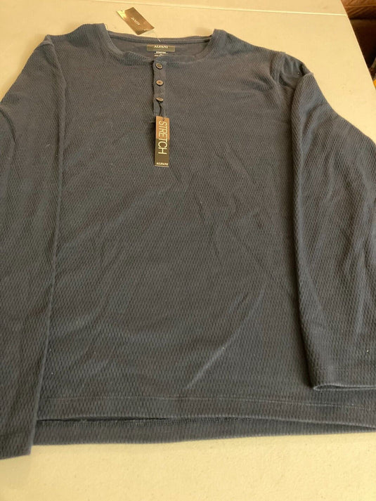 Translation missing: en.Alfani Men's Classic Fit Mesh Henley Shirt in Neo Navy-XL