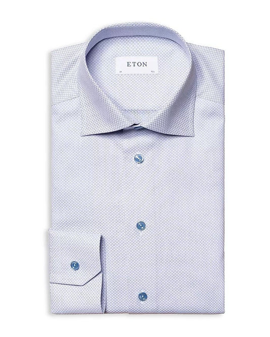 Translation missing: en.Eton Men's Slim Fit Brocade Dress Shirt in Light/Pastel Blue Size EU38 US15