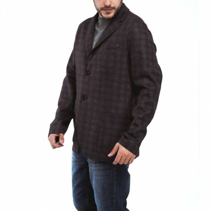 Translation missing: en.Harris Wharf London Charcoal Virgin Wool Tartan Flannel Blazer-EU 50 US Large 40