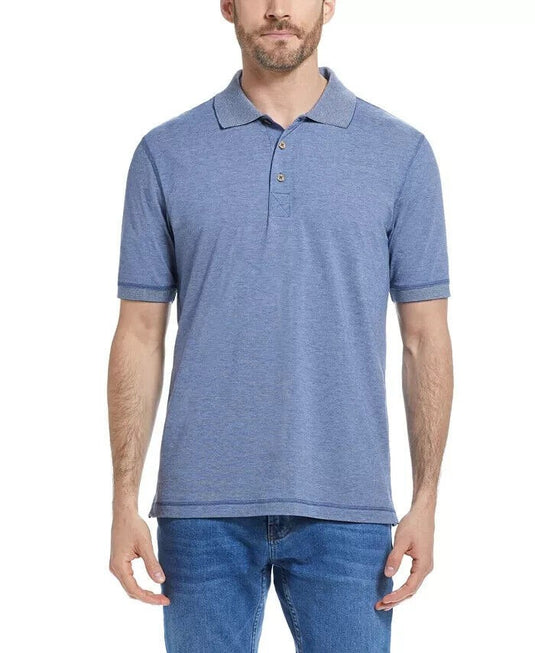 Translation missing: en.Weatherproof Men's Short Sleeves Micro Stripe Knit Polo Shirt Navy Peony-2XL