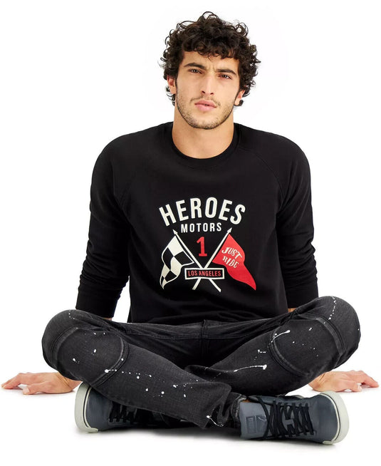 Translation missing: en.Heroes Motors Men's Flagged Pullover Sweatshirt in Black-Large