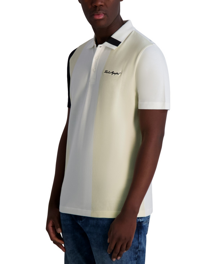 Translation missing: en.Karl Lagerfeld Men's Regular-Fit Colorblocked Polo Shirt Black White-2XL