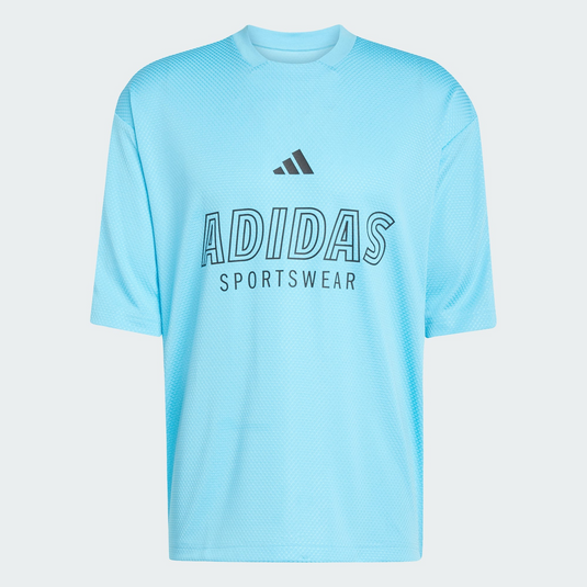 Translation missing: en.Adidas House Of Tiro Graphic Logo T-Shirt Bright Cyan Blue Black-Medium