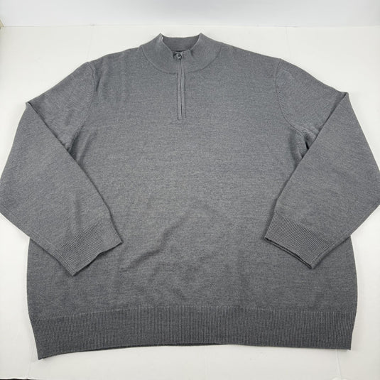 Translation missing: en.Alfani Men's Reg Fit Half-Zip Merino Wool Blend Sweater Dark Lead Heather-3XL