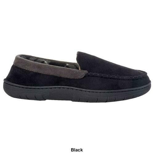 Translation missing: en.Haggar Mens Microsuede Venetian Slipper Plaid Fleece Lining Black-M 8- 9