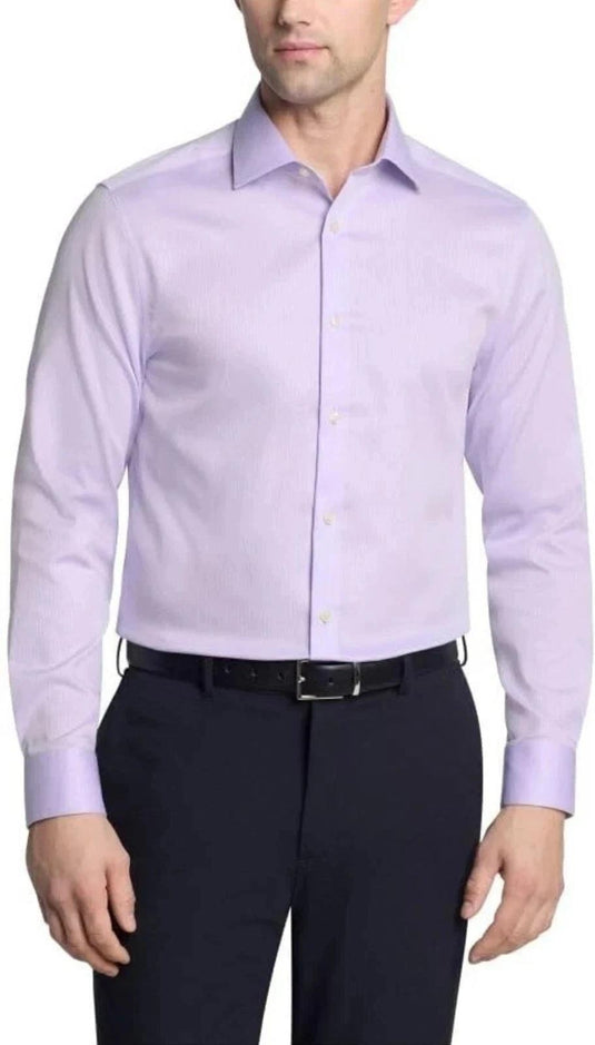 Translation missing: en.Calvin Klein Mens SteelPlus Reg Fit Modern Pin Cord Dress Shirt Lilac-16.5 32/33