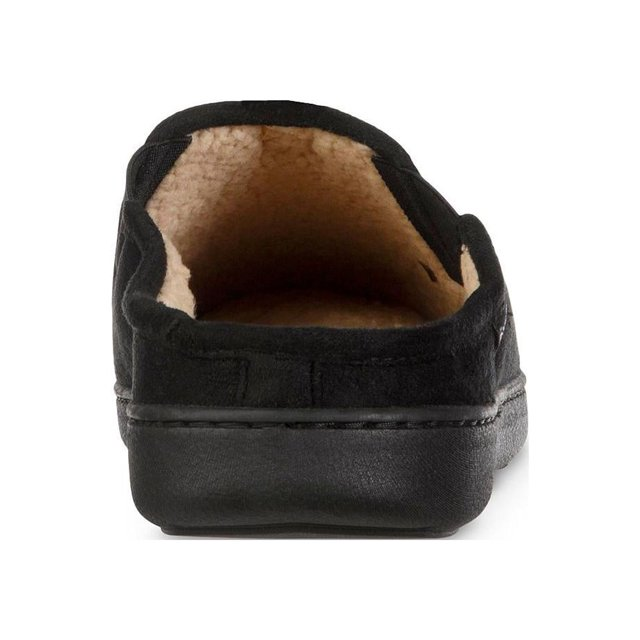 Translation missing: en.Isotoner Men's Microsuede Hoodback Slipper - Black-Size 11-12