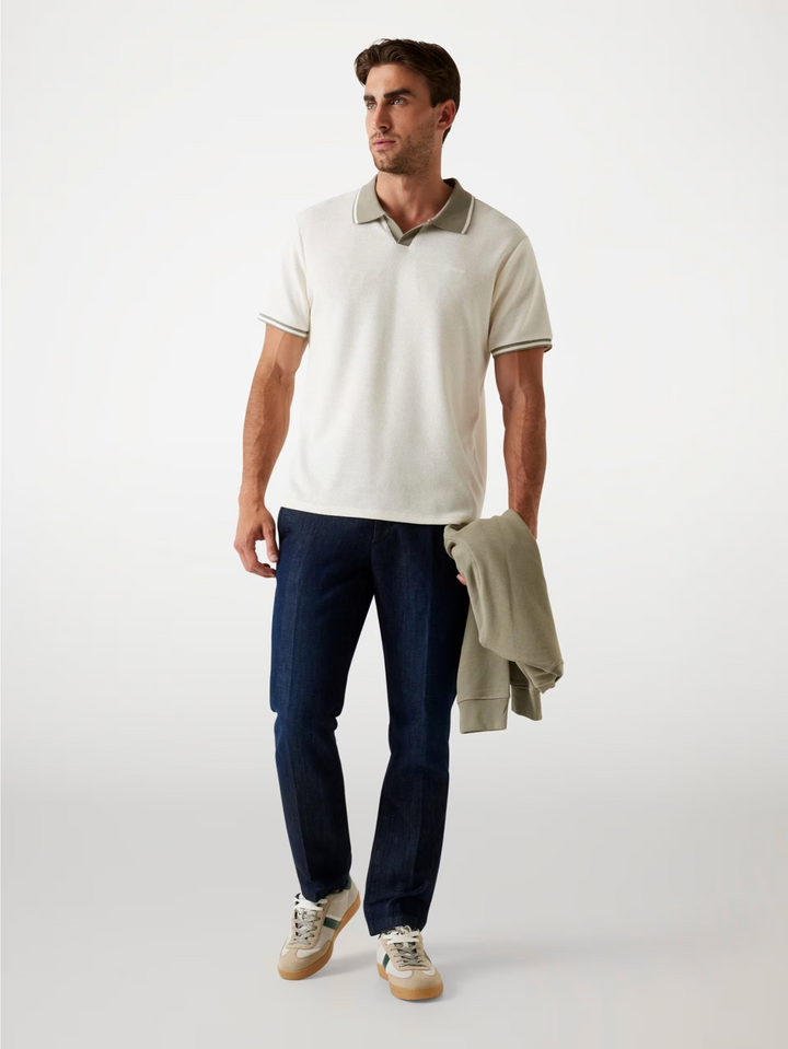 Translation missing: en.Guess Men's Weston Polo Shirt Size XL Dove White Waffle-Knit Tipped Slim Fit
