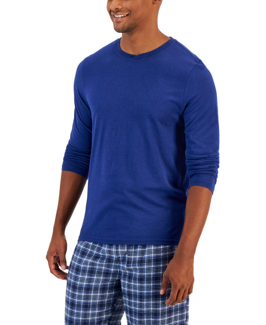 Translation missing: en.Club Room Mens Chatham Long Sleeves Crew Neck Pajama Top Pomp Blue-Small