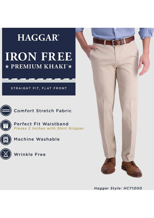 Translation missing: en.Haggar Men's Iron Free Premium Khaki Straight-Fit Flat-Front Pant - Black-30x30