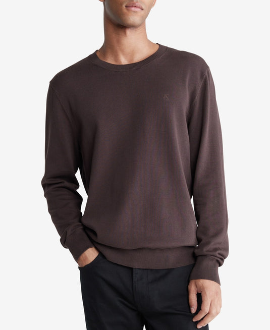 Translation missing: en.Calvin Klein Men's Smooth Cotton Monogram Logo Sweater Java Brown-2XL