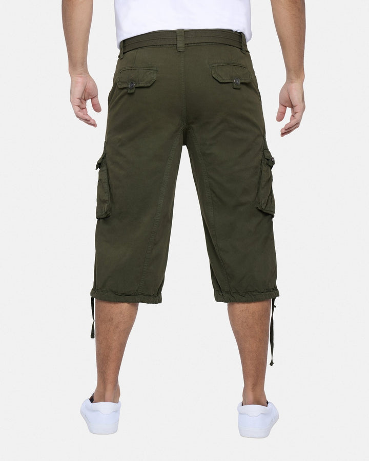 Translation missing: en.X-Ray Men's Belted Capri Cotton Cargo Shorts - Olive-42W