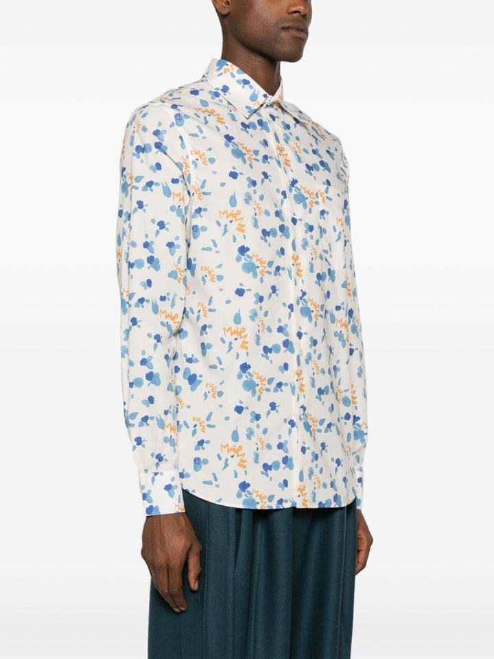 Translation missing: en.Marni Mens Prem. Cotton Logo Dripping Paint Splatter Shirt White-IT 50 US Large