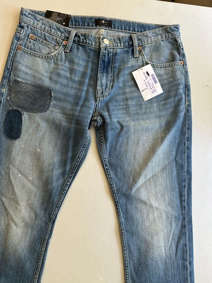 Translation missing: en.7 for All Mankind the Stacked Skinny Jeans in Saturday Afternoon Blue-34/34