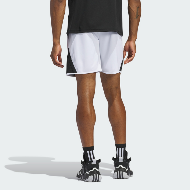 Translation missing: en.adidas Men's Pro Block Basketball Aeroready Shorts 11in Inseam White Black-Small