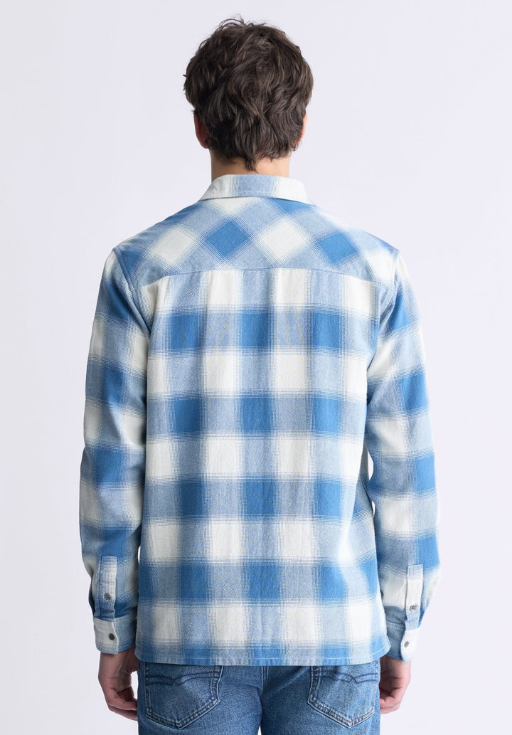 Translation missing: en.Buffalo David Men's Sinclair Plaid Flannel Button-Front Shirt Coronet Blue-Small