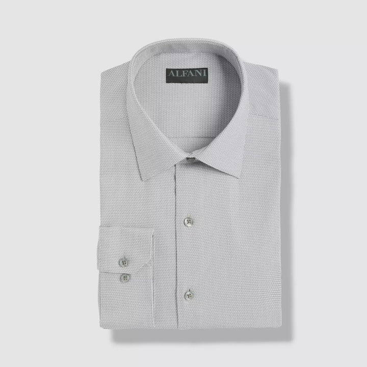 Translation missing: en.Alfani Dress Shirt Men's 14-14.5 32/33 Silver Athletic Fit Twill Stretch