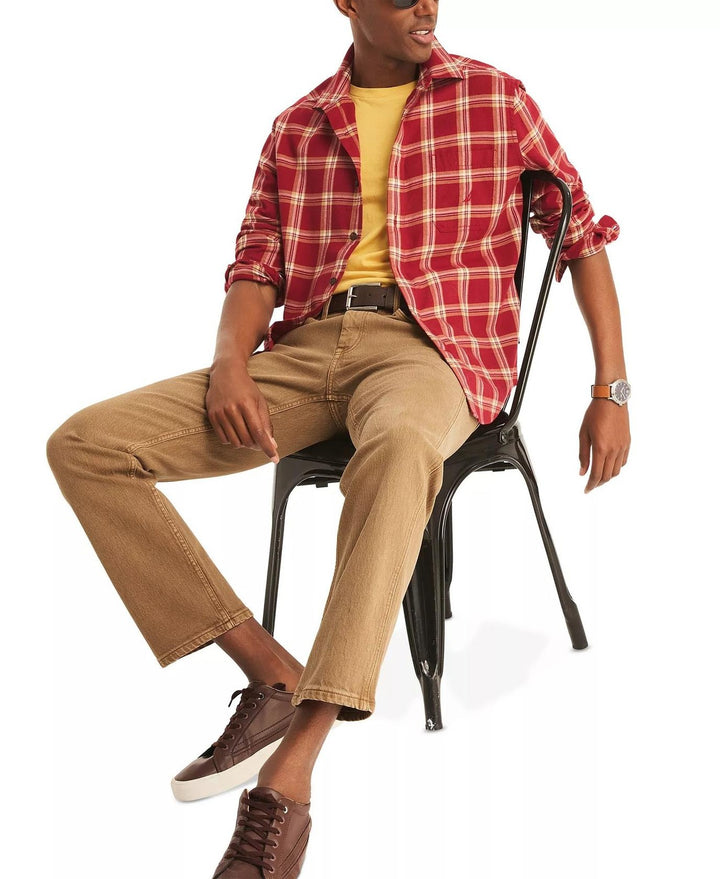 Translation missing: en.Nautica Men's Classic-Fit Plaid Button-Down Shirt - Autumn Berry-2XL