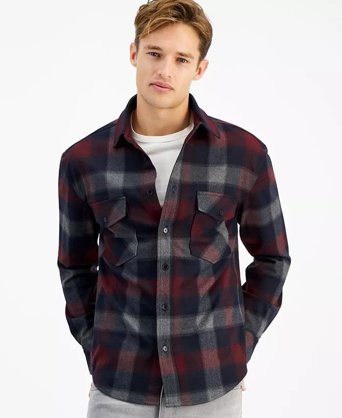 Translation missing: en.CRWTH Men's Canyon Plaid Flannel Shirt - Burgundy-Small