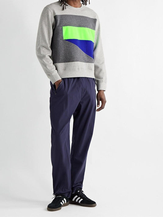 Translation missing: en.Aloye Men's All Cotton Colorblock Graphic Crew Sweatshirt Heather Gray-2XL