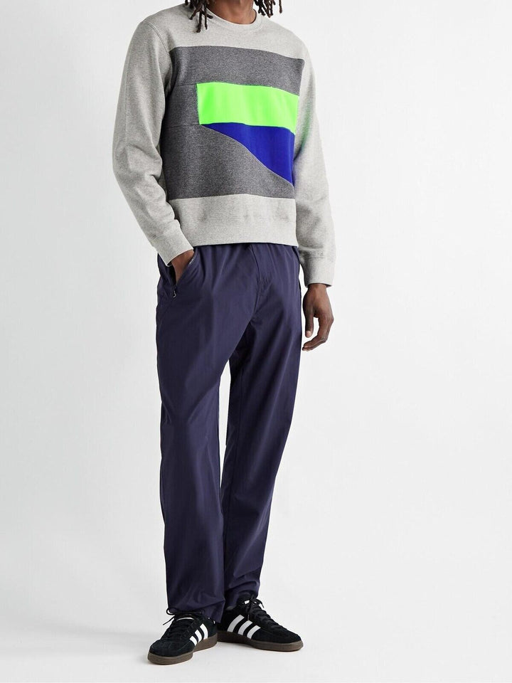 Translation missing: en.Aloye Men's All Cotton Colorblock Graphic Crew Sweatshirt Heather Gray-2XL