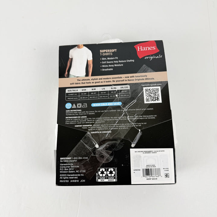 Translation missing: en.Hanes Originals Ultimate Men's T-Shirts, White, 2PK  SuperSoft Crewneck -XL