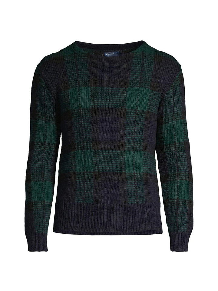 Translation missing: en.Polo Ralph Lauren Men's Wool Hand-Knit Tartan Sweater in Blackwatch Plaid-XL