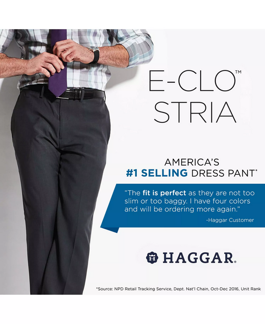 Translation missing: en.Haggar Men's Dress Pants 42x32 Taupe Eclo Stria Classic Fit Flat Front