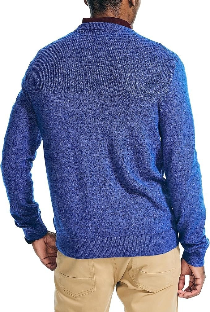 Translation missing: en.Nautica Men's Sustainably Crafted Textured Crewneck Sweater, Cobalt Blue-Large