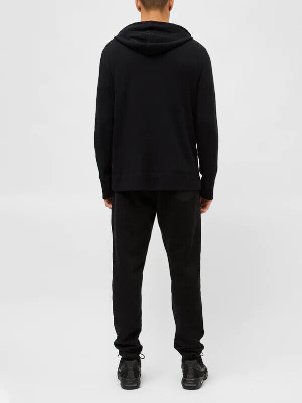 Translation missing: en.French Connection Men's Waffle Knit Cotton Hoodie in Black-Size Small