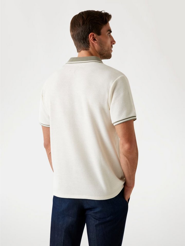 Translation missing: en.Guess Men's Weston Polo Shirt Size XL Dove White Waffle-Knit Tipped Slim Fit