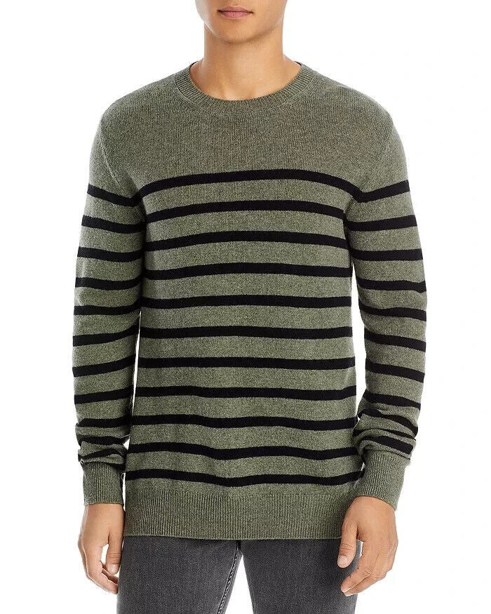 Translation missing: en.A.P.C. Men's Travis Wool/Cotton Stripe Regular Fit Crewneck Sweater Green-Small