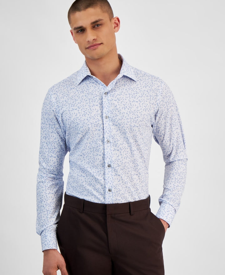 Translation missing: en.Alfani Alfatech Dress Shirt Men's 14-14.5 32/33 Lt Blue 4 Way Stretch Geometric
