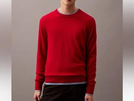 Translation missing: en.Calvin Klein Sweater Scarlet Sage Red Size Large All Cashmere Crewneck Reg Fit