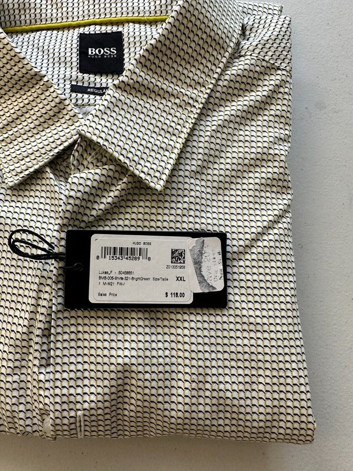 Translation missing: en.Hugo Boss Men's Lukas F Regular-Fit Shirt in Bright Green-Size 2XL