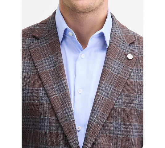 Translation missing: en.Ted Baker Men's Modern-Fit Brown Blue Plaid Sport Coat Stretch Brown Blue-36R
