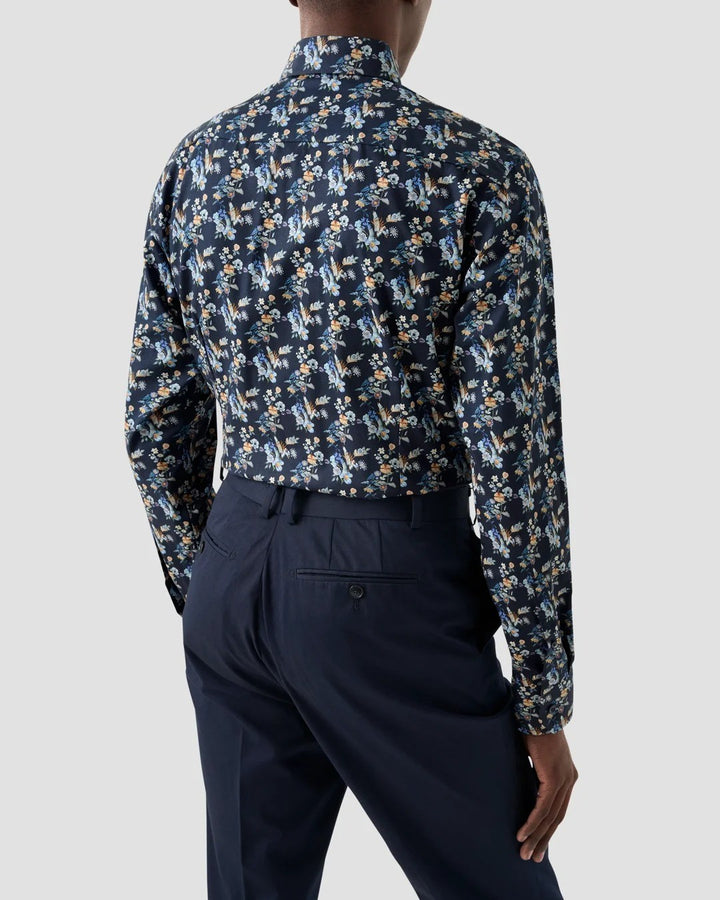 Translation missing: en.Eton Men's Men's Contemporary Fit Floral Print Twill Shirt Navy- EU38 US 15