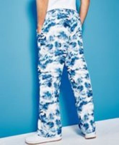 Translation missing: en.Royalty by Maluma Men's Relaxed-Fit Wave-Print Convertible Utility Pants Blue-XL