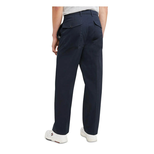 Translation missing: en.Tommy Hilfiger Mens Double Pleat Twill Khaki Pants in Navy-36/30