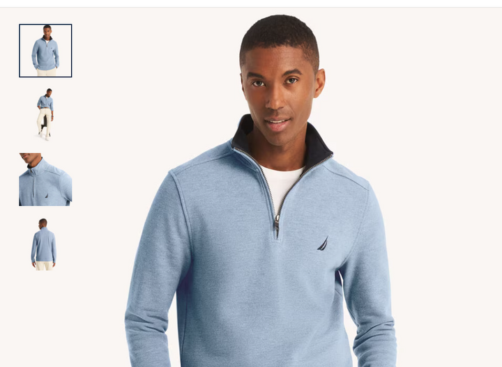 Translation missing: en.Nautica Men's Fleece Quarter-Zip Sweatshirt Deep Anchor Heather-Medium
