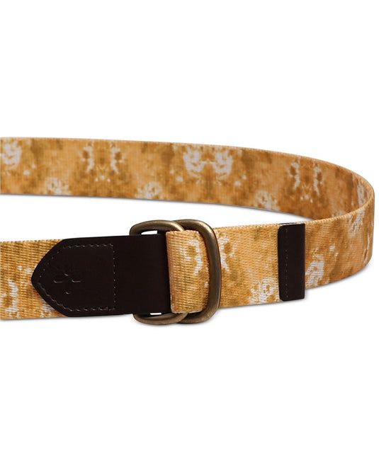 Translation missing: en.Sun + Stone Men's Geo D-Ring Web Belt with Faux-Leather Trim Yellow L 38-40