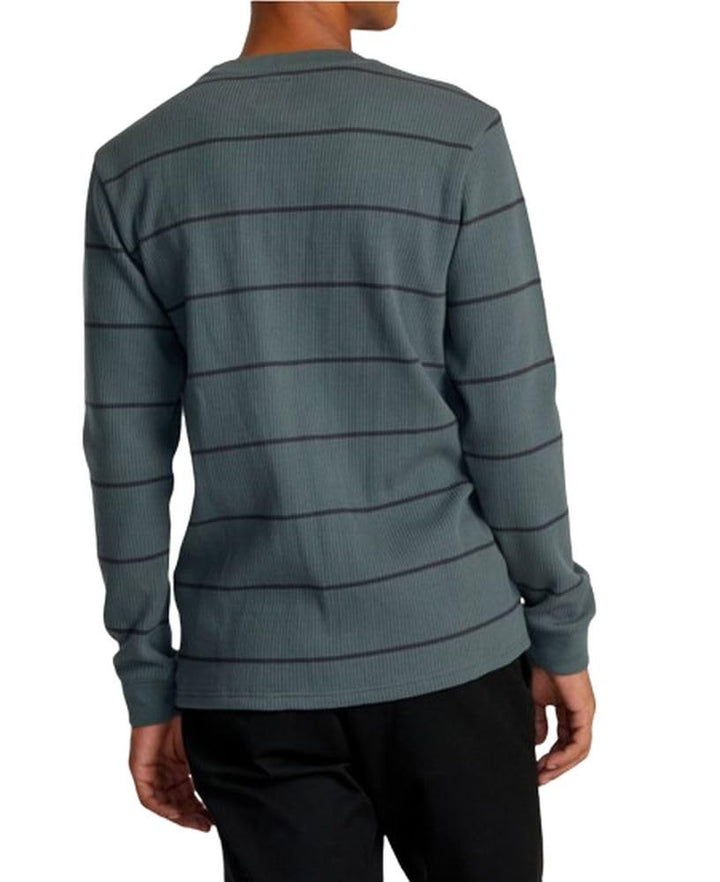 Translation missing: en.RVCA Men's Day Shift Thermal Stripe Long Sleeve T-Shirt Balsam Green, Medium