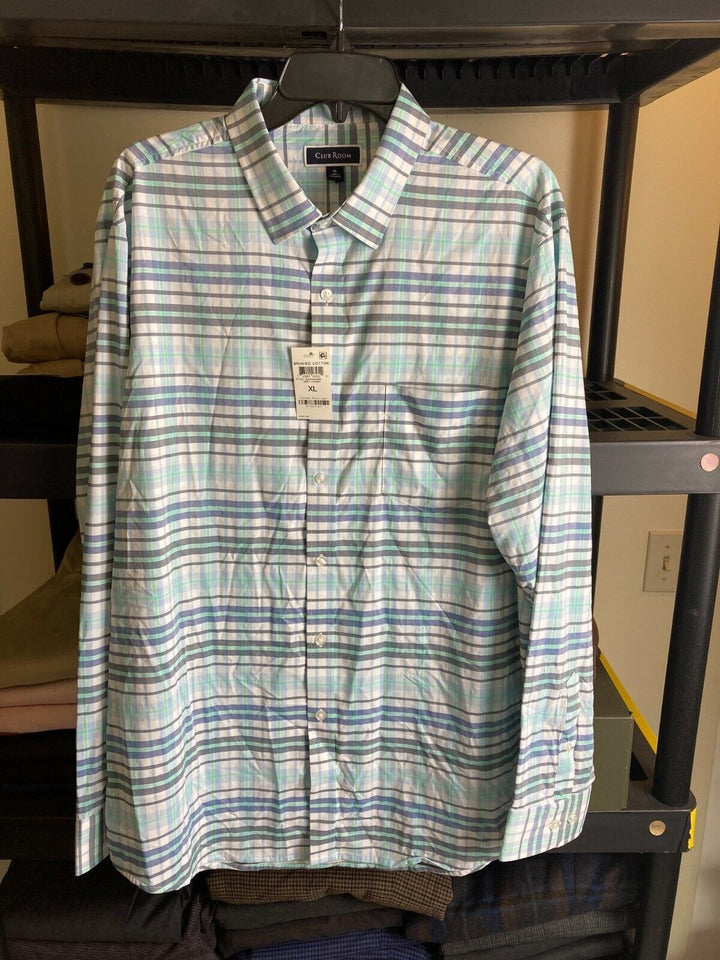 Translation missing: en.Club Room Men's Soft Brushed  Plaid Shirt Grey Combo-Size XLarge