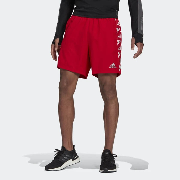 Translation missing: en.adidas Men's Men's Aeroready Own The Run Celebration Shorts Scarlet-Size 2XL