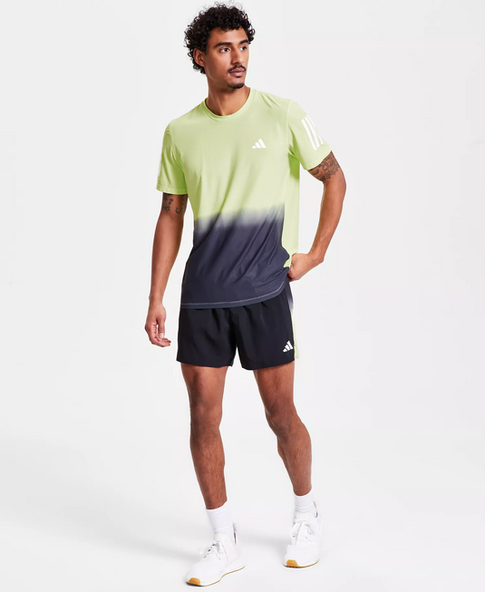 Translation missing: en.adidas Men's Own The Run Climacool Colorblocked T-Shirt - Black/Green-Small